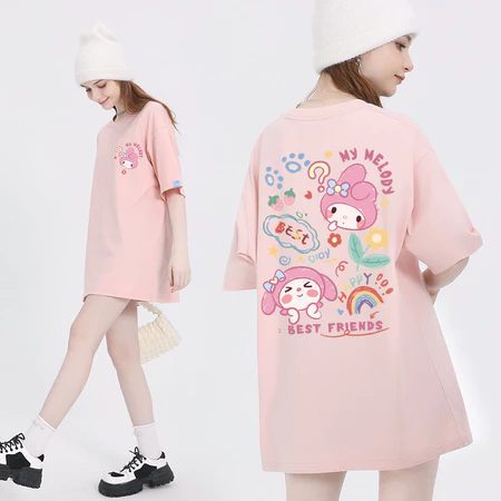 Japanese Cartoon Cute Graffiti Style Candy Colored T-shirt unisex (pink)