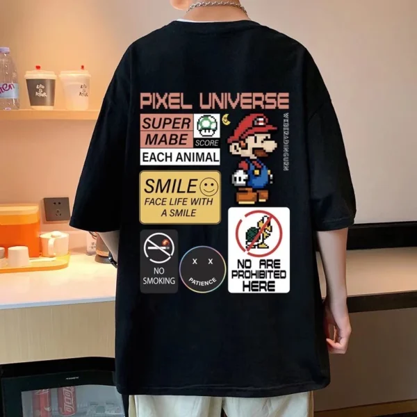 Korean T-shirt trendy fashion casual unisex Cartoon printed oversized