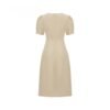 Elegant Plain Short Sleeveless Pleated Dress - Khaki