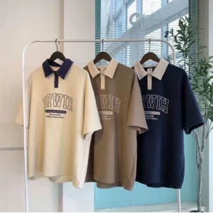 Summer Basketball Baseball Polo T Shirt Men Loose Casual Varsity Tshirt Collar